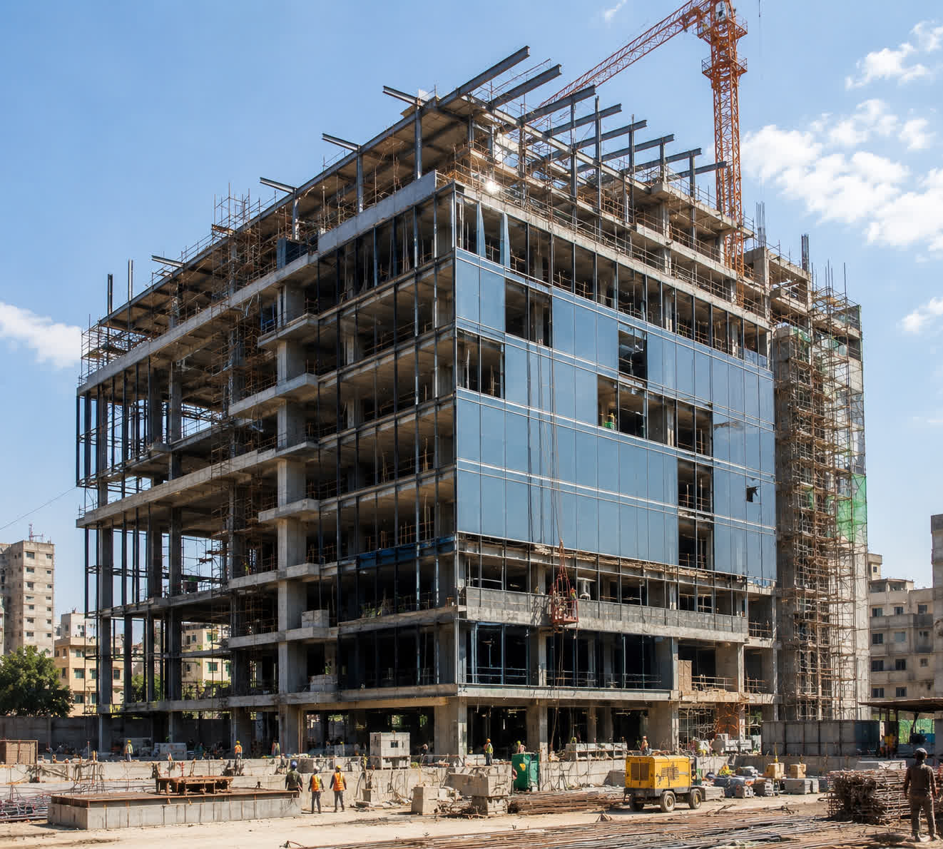 Commercial office building construction site