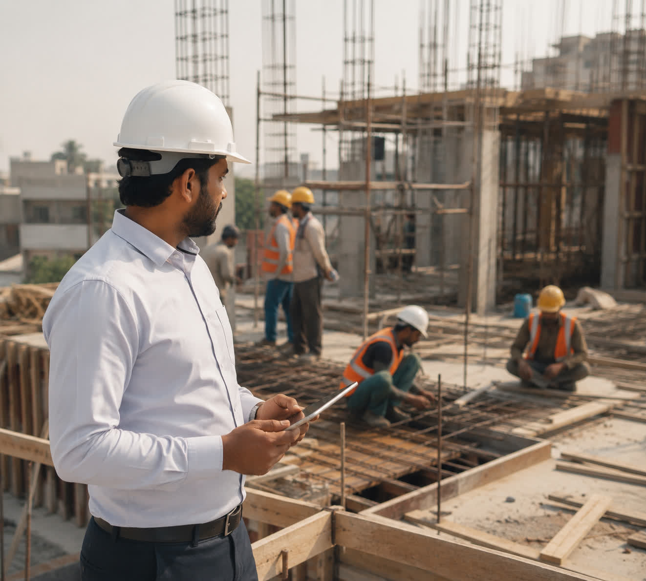 Project manager supervising a construction site
