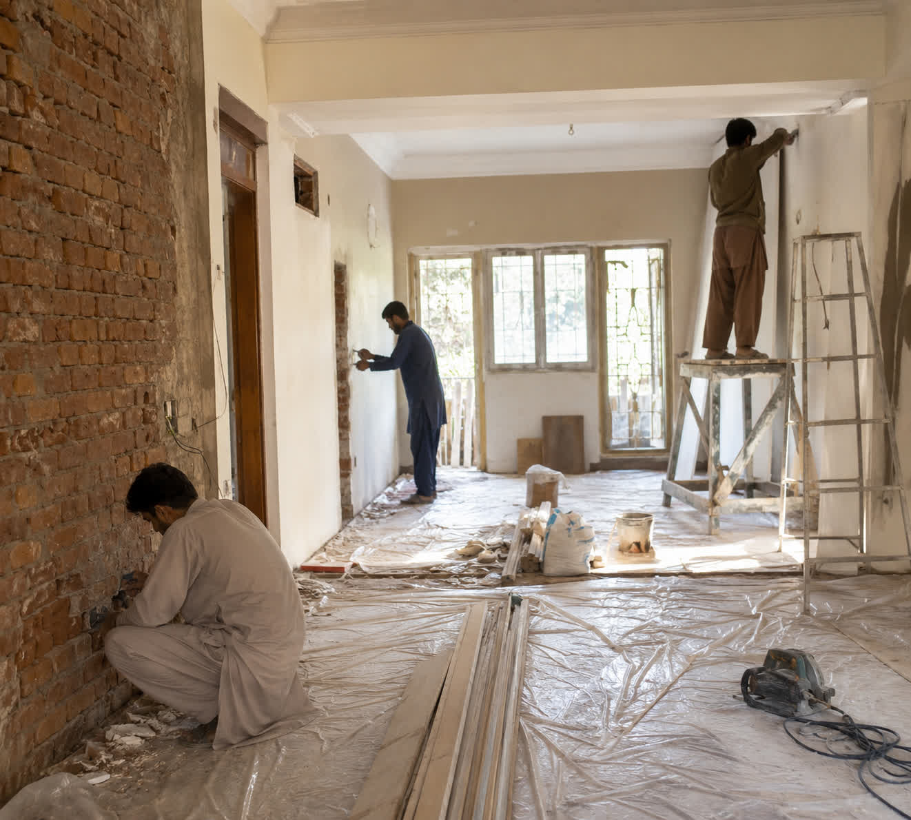 Renovation work in progress on an older property